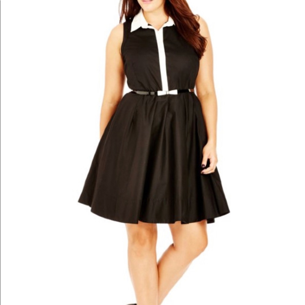 City Chic Getting Shirty Black Dress - M